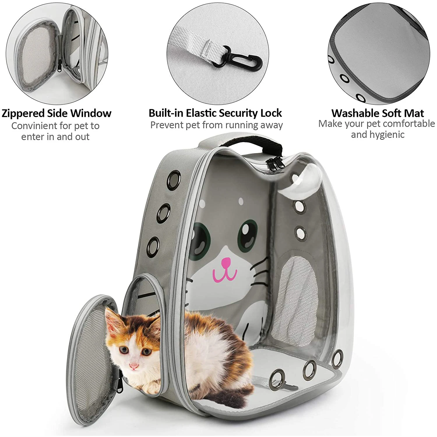 

Cat Carrier Backpack Large Transparent Bubble Pet Bag Portable Ventilated Carry for Small Dog Airline Approved Waterproof