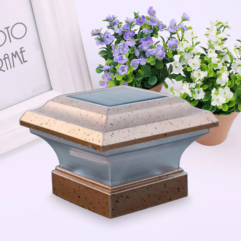 

4X4 Home Garden Solar Copper Post Deck Cap Square Fence Light Plastic LED 28LM