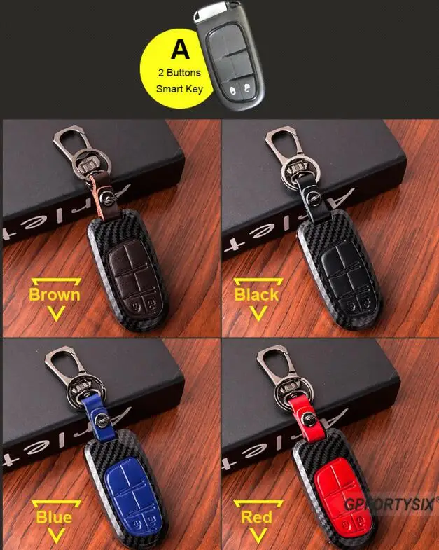 smart key A model Углеродное волокно Автомобильный ключ крышка оболочки для Jeep Renegade Grand Cherokee Chrysler 300C для Fiat кожа 3 кнопочный корпус дистанционного брелка - Название цвета: smart key A model