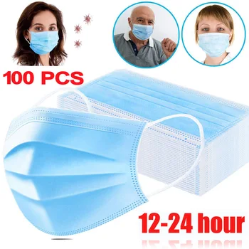 

100 pcs Face Masks Anti dust Mask Disposable Protect 3 Layers Filter Dustproof Earloop Non Woven Anti-fog Mouth Masks