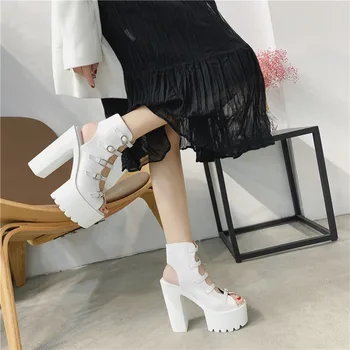 

sky high high heel sandals women thick heel Roman sandals water platform sexy sky high heels cold boots