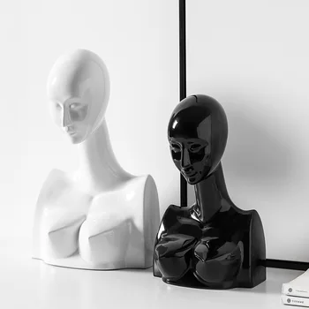 

Modern Creative Abstract Art Black and White Character Ceramic Statue Decor Nordic Style Home Decoration Craftsfurnishings