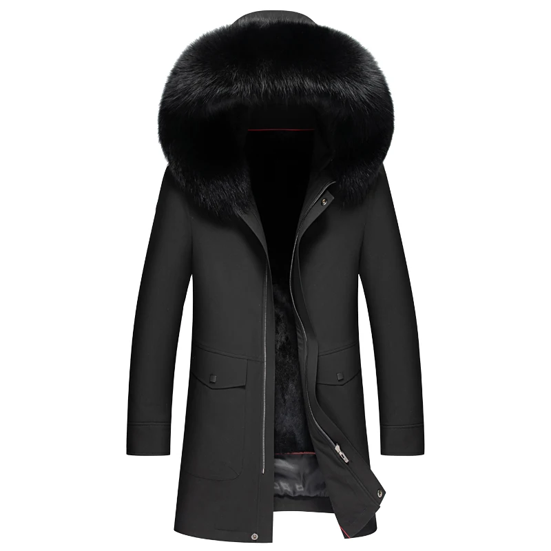 

Black Outdoor Winter Jackets Men Hooded 2020 New Design Men's Winter Coats with Warm Fur Collar Rabbit Liner chaqueta hombre,4XL