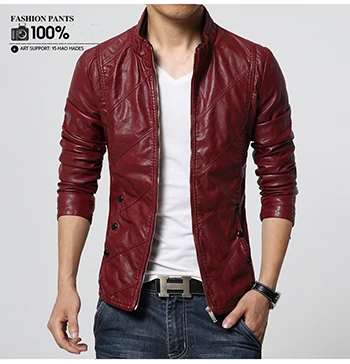 HCXY, мужские мотоциклетные кожаные куртки, Мужская осенняя одежда из искусственной кожи, мужская кожаная куртка, мужские деловые высококачественные повседневные пальто - Цвет: Красный