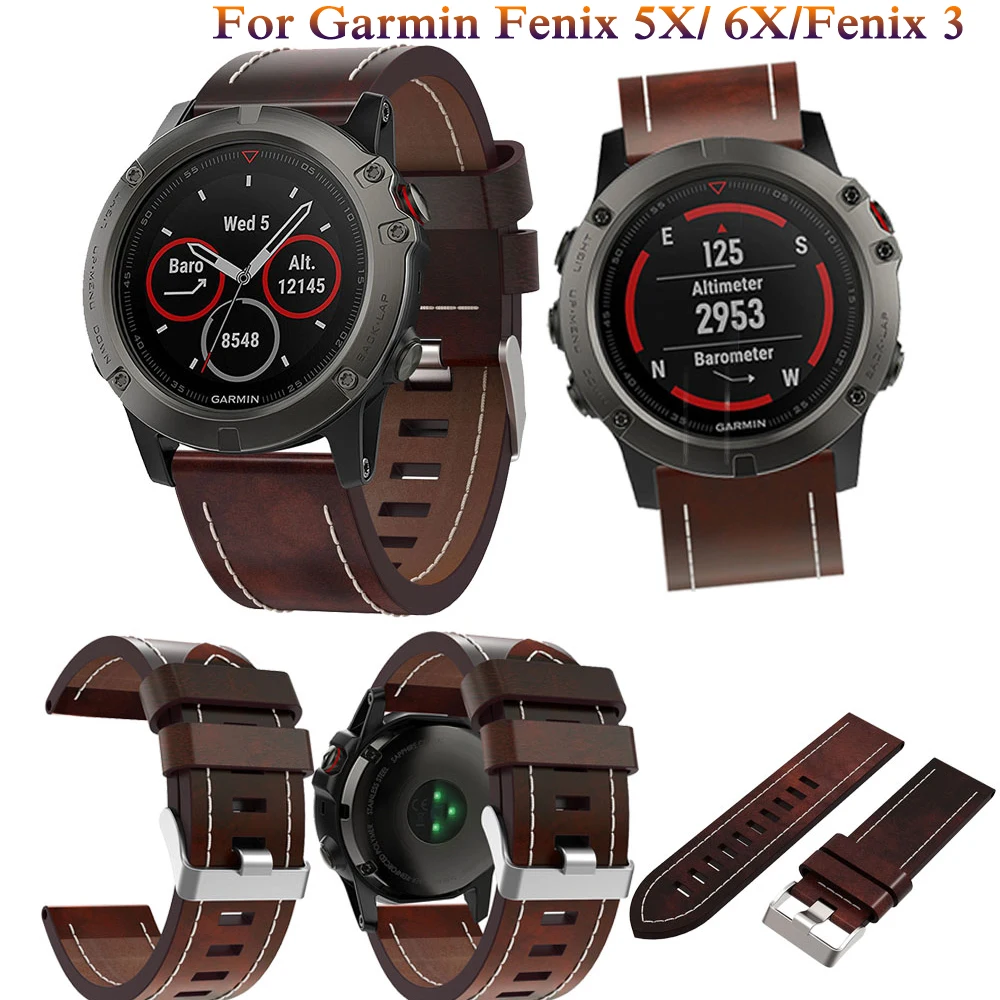 

Leather wrist Watch Strap Easy fit quick Link Bracelet Belt 26MM For Garmin Fenix 3/ Fenix 5X GPS fashion Watch bands wristbands
