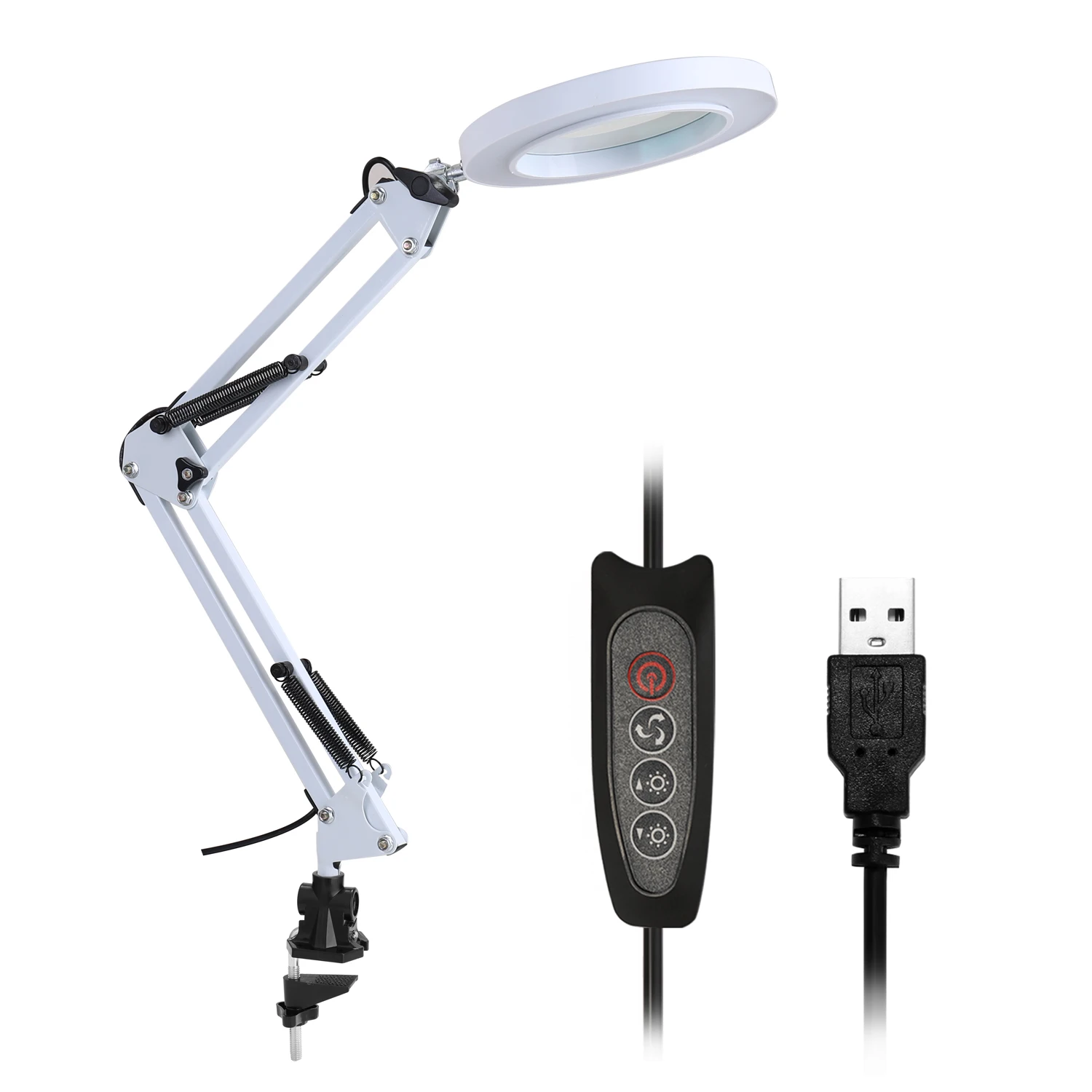5X Увеличительное Стекло Настольная Лампа Лупа со светодиодной подсветкой Складная Лампа для чтения с тремя режимами затемнения USB источник питания