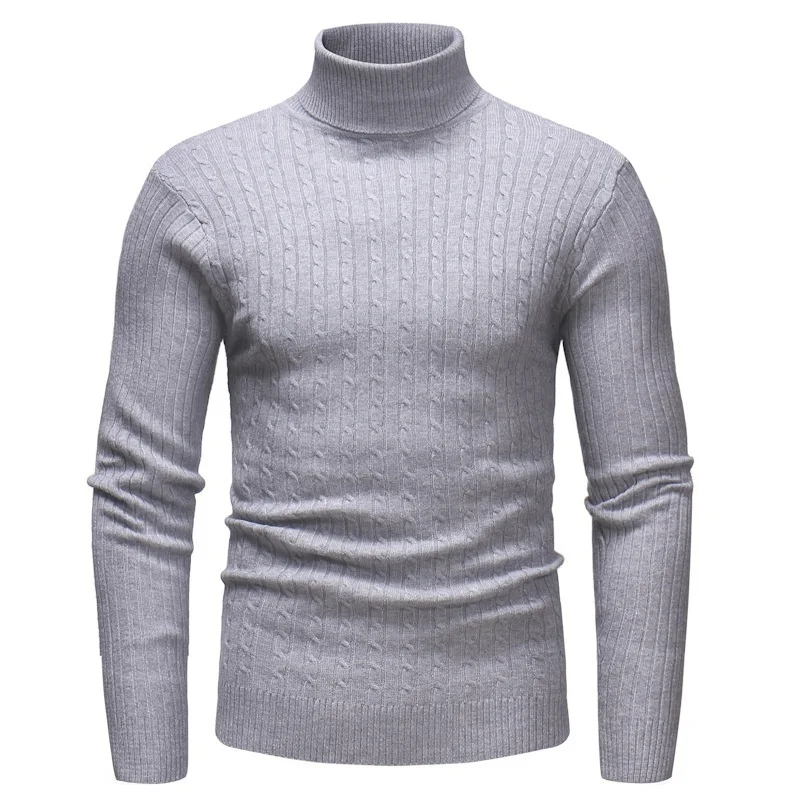 Men's Solid Casual Long Sleeve Turtleneck Sweater Knitted Ribbed Slim Fit Pullover Thermal Sweater high neck sweater men