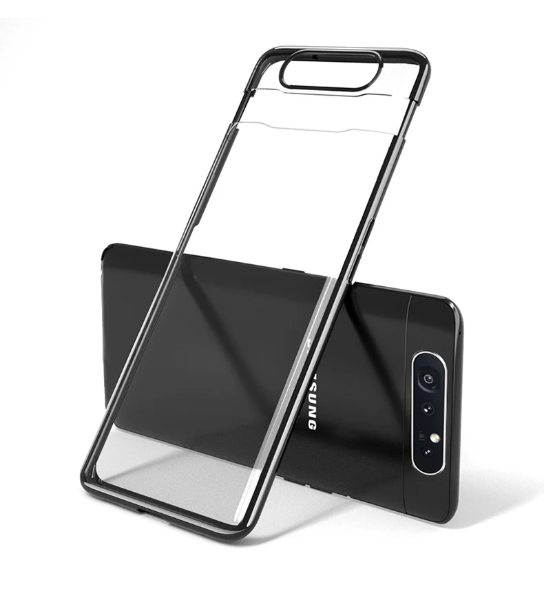 Черный Чехол для samsung Galaxy A80, прозрачный скользящий чехол, роскошный полный защитный противоударный чехол для samsung A80, чехол - Цвет: Черный