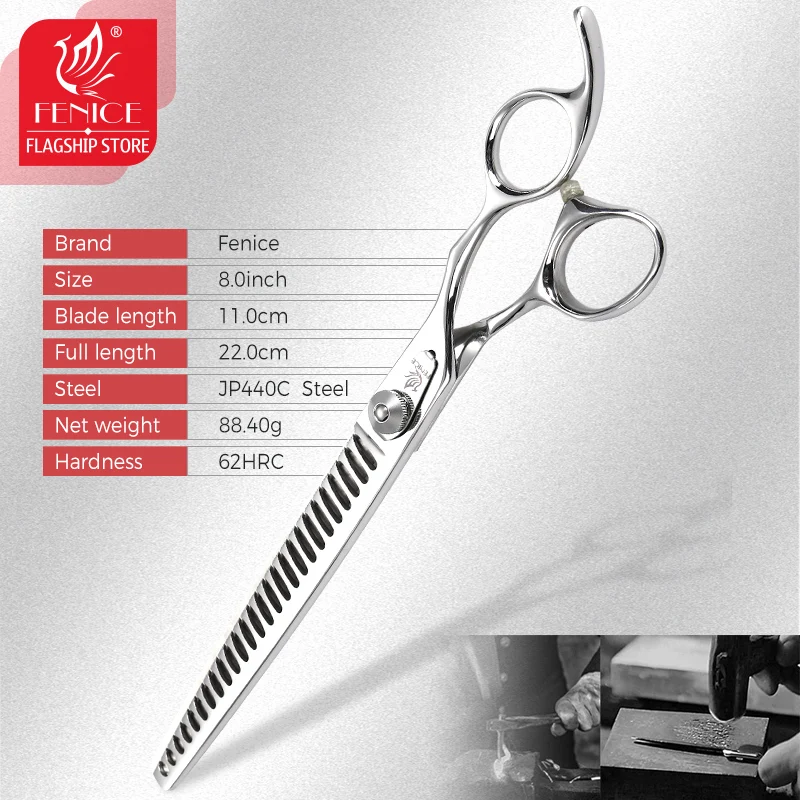 Dog Grooming Scissors Fenice Professional 8.0 inch Pet Grooming Scissors Japan 440C Thinning Shears for Dogs/Cat Beautician Pet Supplies