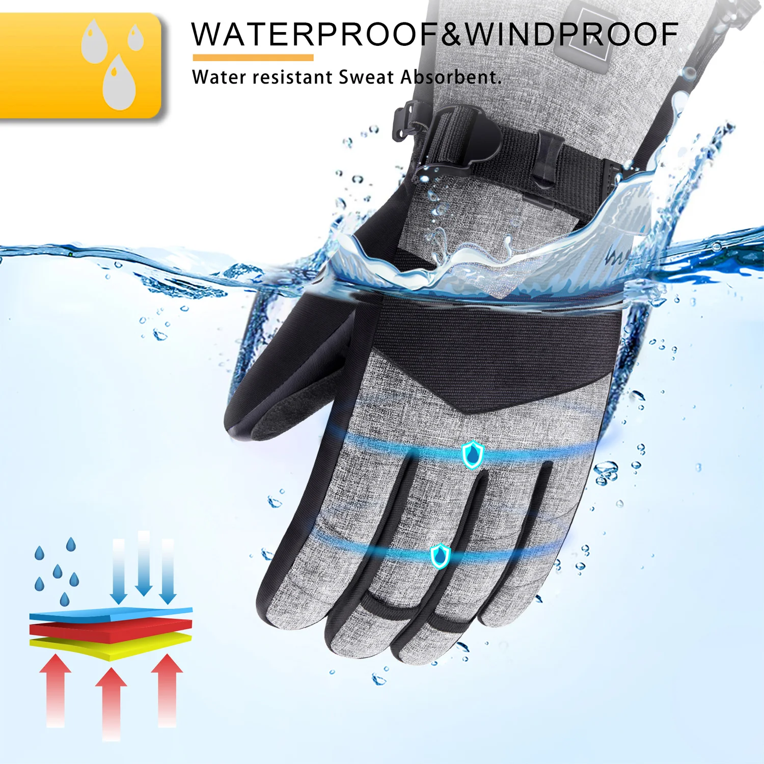AF2 перчатки с подогревом, термоперчатки для катания на лыжах, теплые перчатки для рук, 3 уровня, перчатки для сноубординга, катания на лыжах, пеших прогулок, велоспорта, для взрослых с аккумулятором 2500 мАч