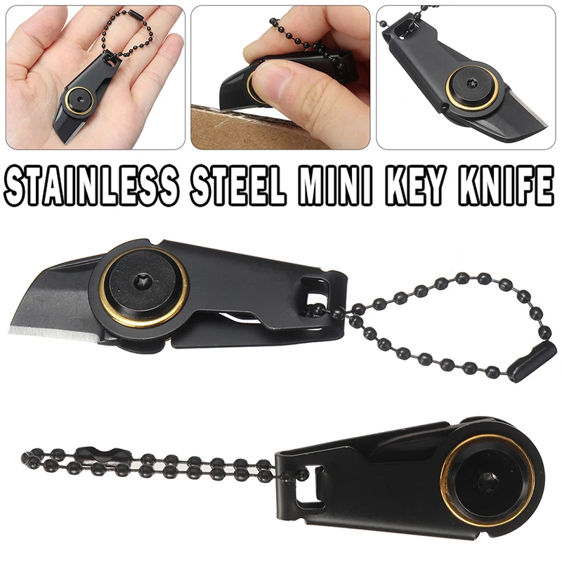 

Foldable Stainless Steel Key Knife Outdoor Mini Portable Zipper Keyring Knife EDC Tool For Unpacking Cutting Paper