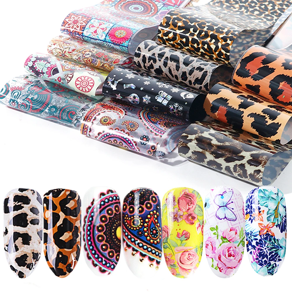 

50Pcs Laser Holographic Nail Foil Transfer Sticker Art Pure Color Candy Nail Starry Sticker Nail Sliders Manicure Decal