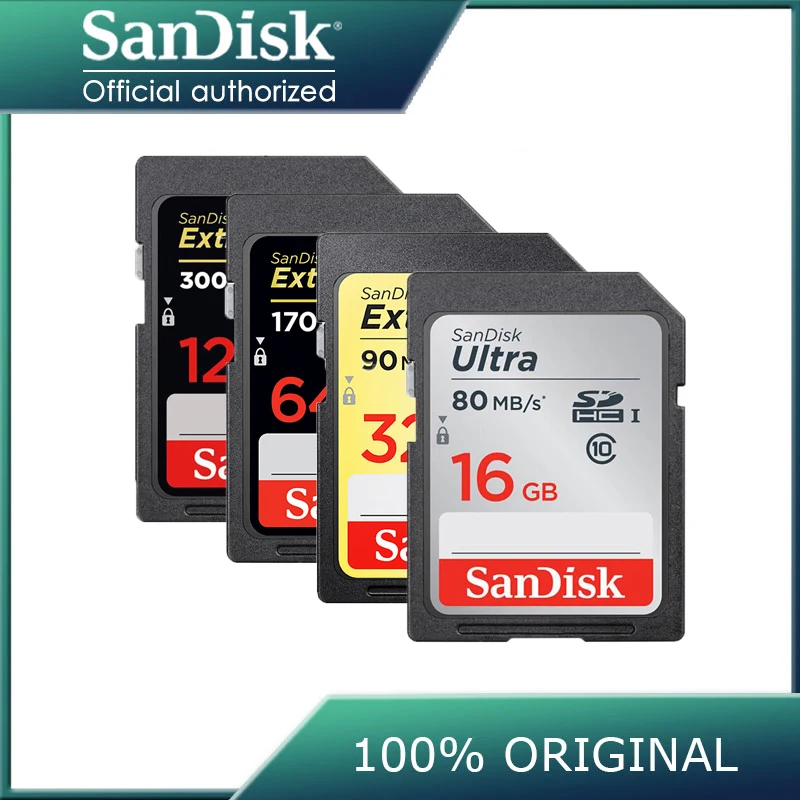 Карта памяти SanDisk Extreme Pro SDHC/SDXC, SD-карта, 512 ГБ, 256 ГБ, 128 ГБ, 64 ГБ, 32 ГБ, класс 10, U1, U3, 4K, 16 ГБ, флэш-карта памяти для камеры