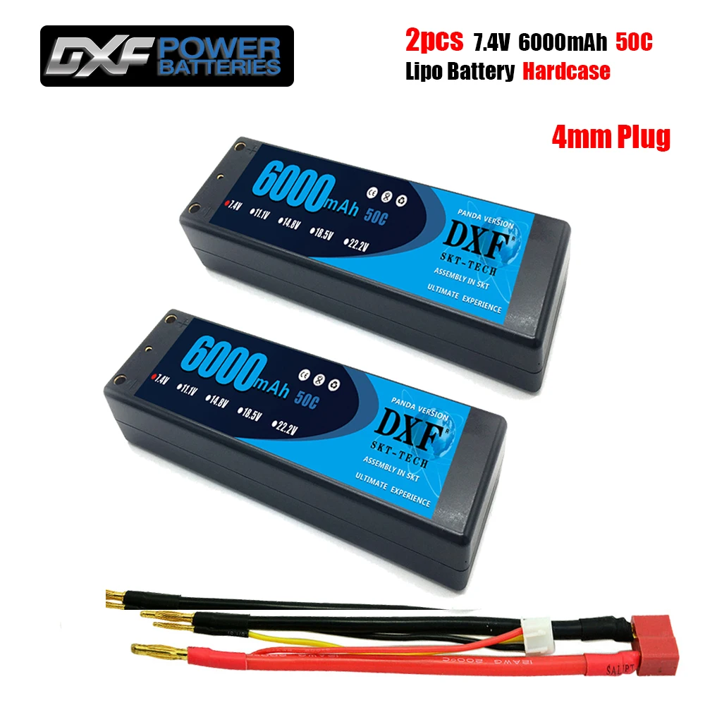 Аккумуляторная батарея DXF 6000 мАч 4 мм Lipo 7 В 50C/100C 2S LiPo RC Battery Deans XT60 EC5 для