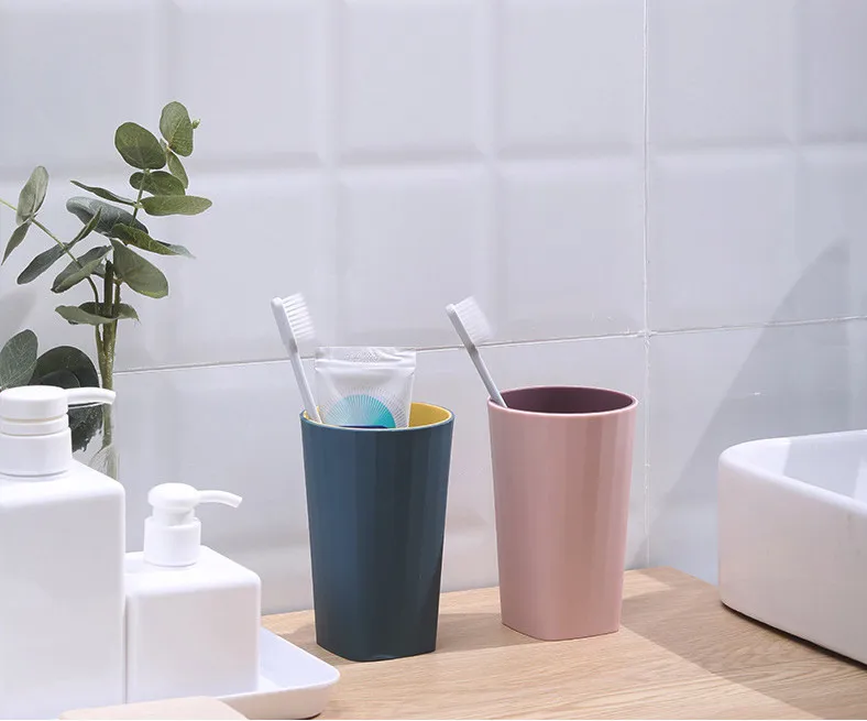 Square Two-color Mouthwash Cup Nordic Wash Cup Household Simple Toothbrush Cup Couple 88g Bathroom Tumblers