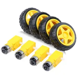 Motor elétrico da caixa de engrenagens magnética do motor tt para o carro esperto de arduino motor bonde da c.c. com a roda plástica 3 6v do pneu do motor do tt