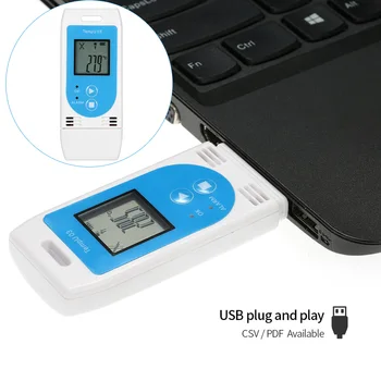 

USB Temperature Humidity Recorder Temperature Data Logger Digital Display Reusable Recording PDF CSV CLH@8