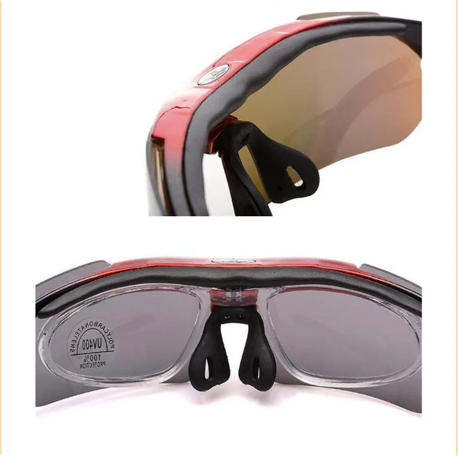 5 Lens Cycling Glasses Night vision Eyewear Change Lens Glasses Fishing Hiking Mountain Bike Bicycle Riding Sports Goggle Set