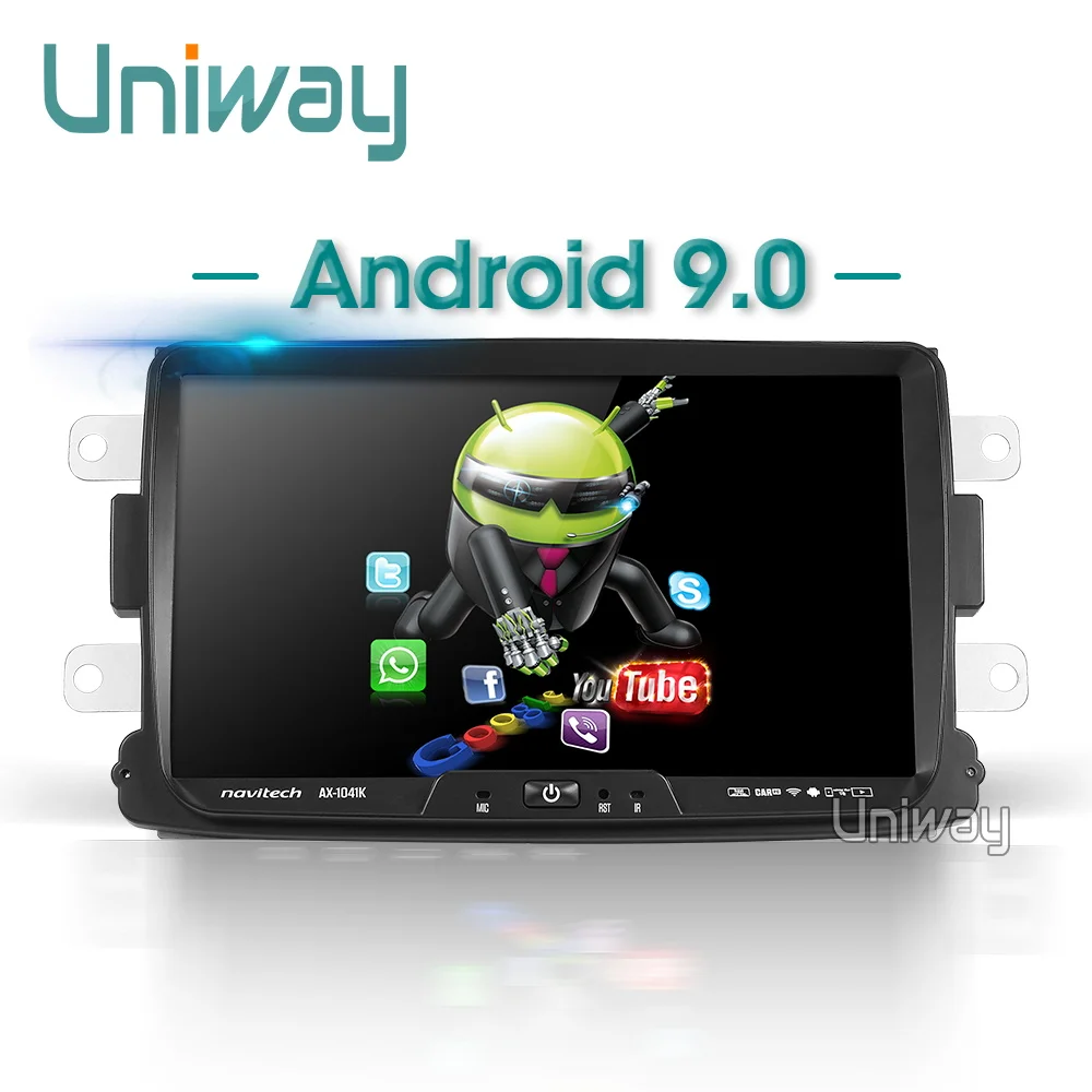 Uniway ADXY8071 android 9,0 автомобильный dvd для Renault Dacia Duster Sandero Lodgy Dokker с одним din Автомобильный Радио gps навигация