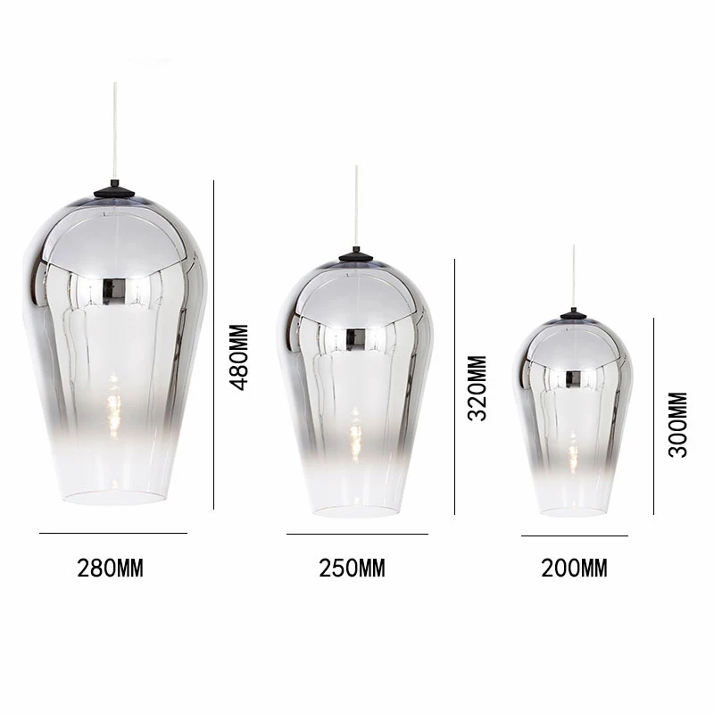 Подвесной светильник из скандинавского стекла Dixon Лофт Декор Гальванизированный градиентный светодиодный подвесной светильник для спальни кухонные подвесные лампы