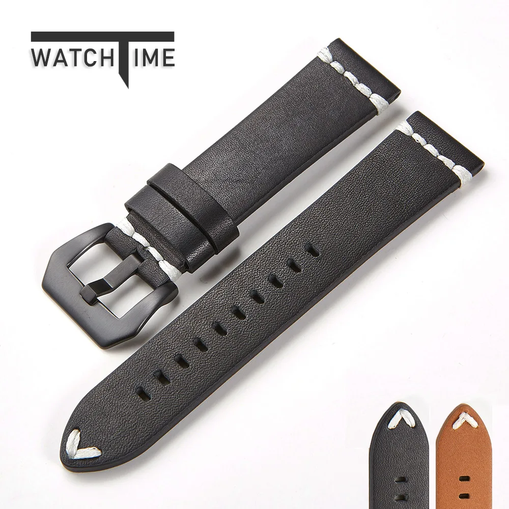 Ремешок из натуральной кожи для наручных часов Fossil Tissote Timex Omega 22/24/18 мм | Наручные