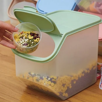 

Flip Top Food Storage Barrel Kitchen Rice Dessert Snack Moisture Proof Sealed Can Thickened Stackable Fresh Keeping Storage Box