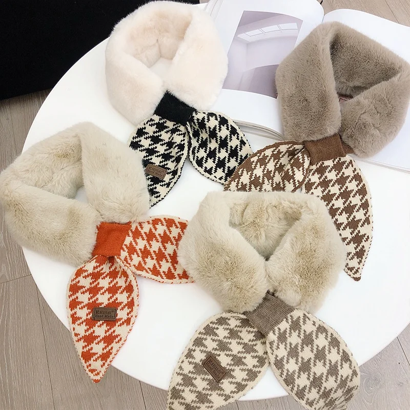 

Winter Warm Collar Knitted Scarf Korean Warm and Thickened Winter Scarf Plush Knitted Ribbon Neck Fake Collar