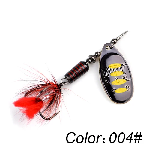 FTK 1pc Spinner Bait 7.5g 12g 17.5g Hard Spoon Bass Lures Metal Fishing Lure With Feather Treble Hooks For Pike Fishing 004