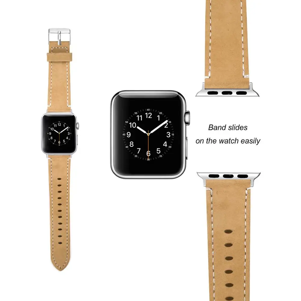 Light brown Joyozy ремешок из натуральной кожи для часов Apple Watch Band кожаный браслет iwatch серии для часов Apple Watch 5/4/3/2/1 - Цвет ремешка: Light brown