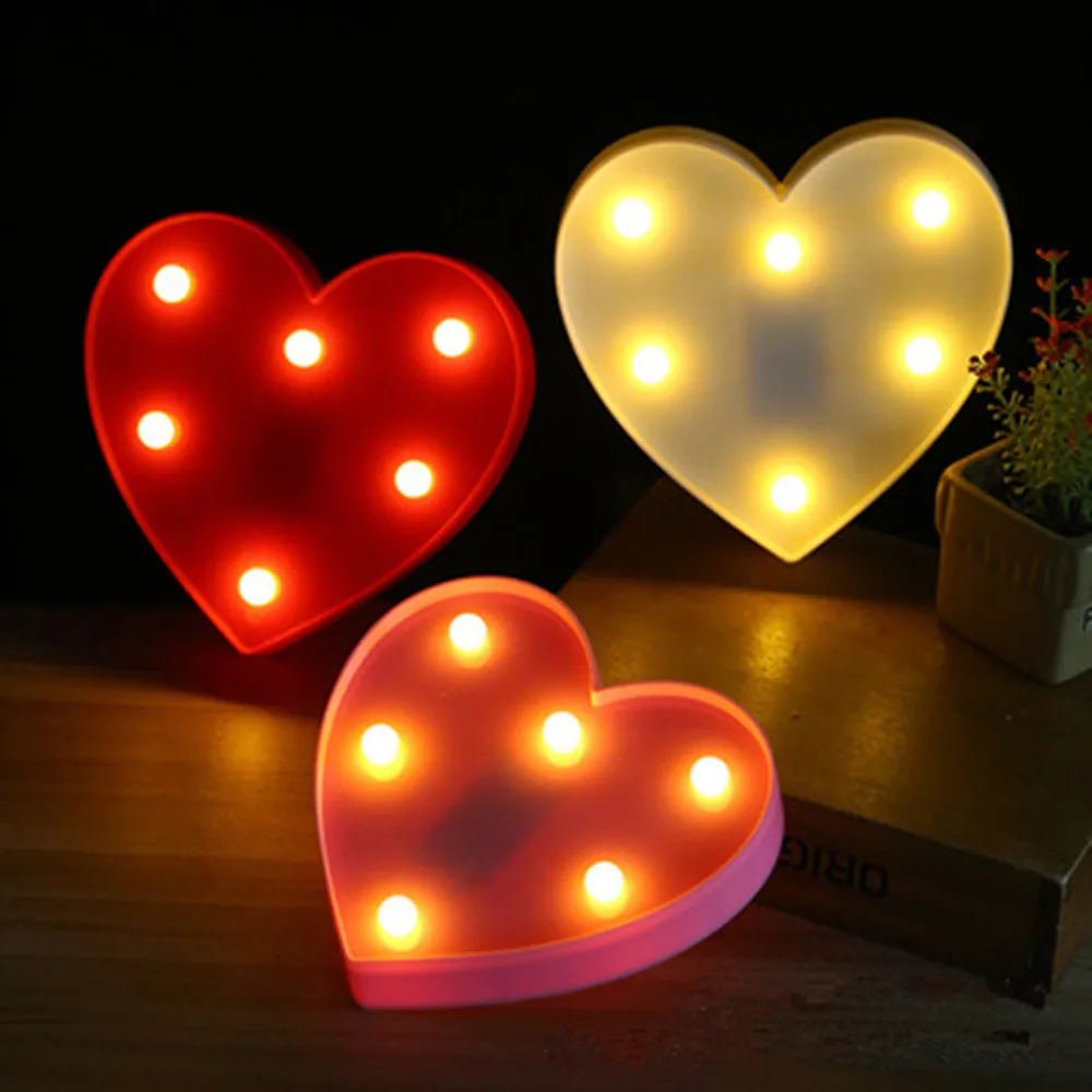 

Love Indoor Decoration Night Letter Lamps Romantic 3D LED Love Heart Marquee Valentine's Day Wedding Party Sweet Decoration Gift
