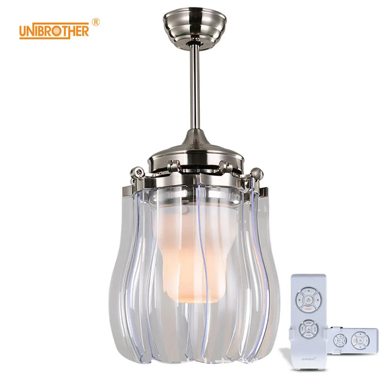 

LED Ceiling Fan Lamp with Light Invisible Folding Modern Take-off Fan Modern Minimalist Wall Remote Control 220v Ultra-quiet Air