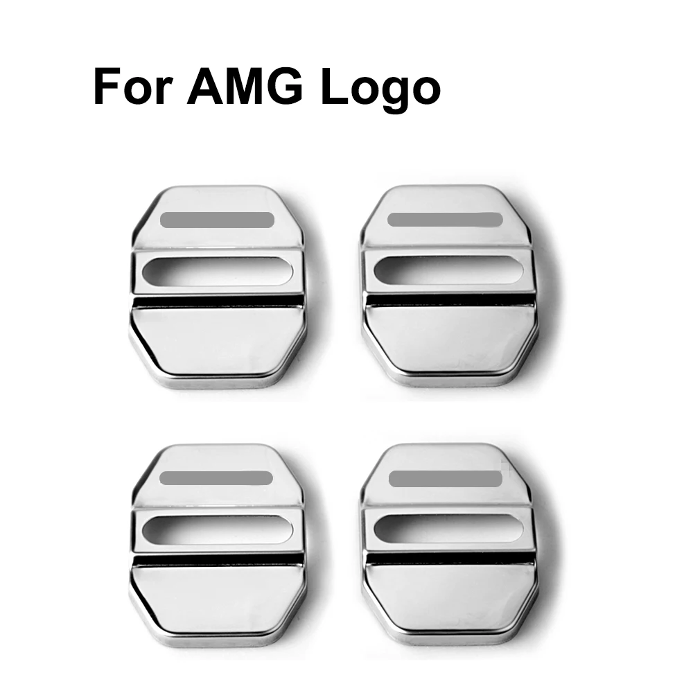 For AMG Logo 4 шт. для Mercedes AMG Логотип Крышка дверного замка автомобиля для Benz B C E класс GLK SLK ML W204 W245 X204 X212 автомобильный Стайлинг Защитная крышка - Цвет: For AMG Logo
