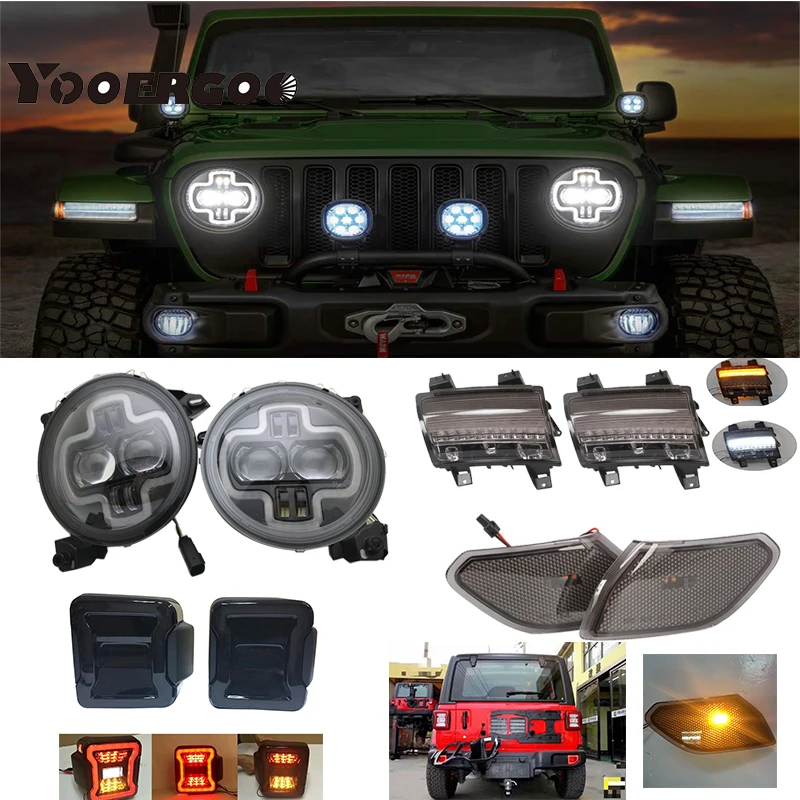 

9 Inch Round LED Headlights for 2018-2019 Jeep JL Wrangler SUV Headlamps with Daytime Running Lights High Low