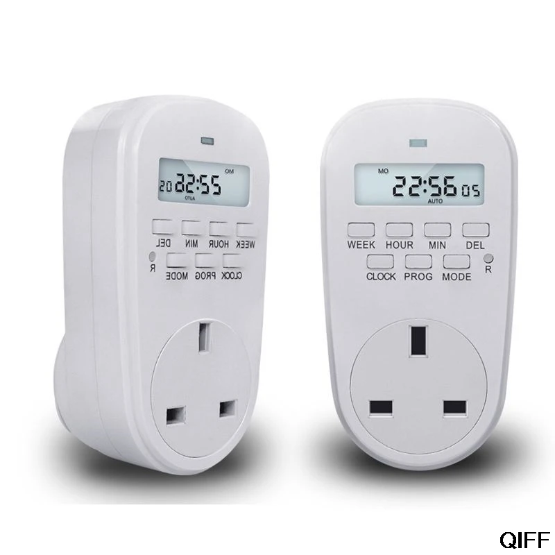 Outlet timer indoor Electric Digital Time Control Plug-in Switch Wall Clock Power Socket 250V AC UK Plug August 5