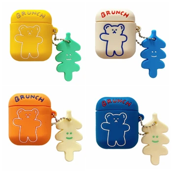 

Cute bear For QCY T8 Cases Cute Korea cartoon Pendant keyring Silicone Earphone Cases for QCY T 8 Case cover