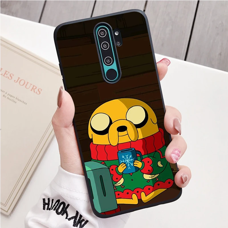 xiaomi leather case handle adventure time black Silicone Phone Case For Redmi note 9 8 7 Pro S 8T 7A Cover xiaomi leather case charging Cases For Xiaomi