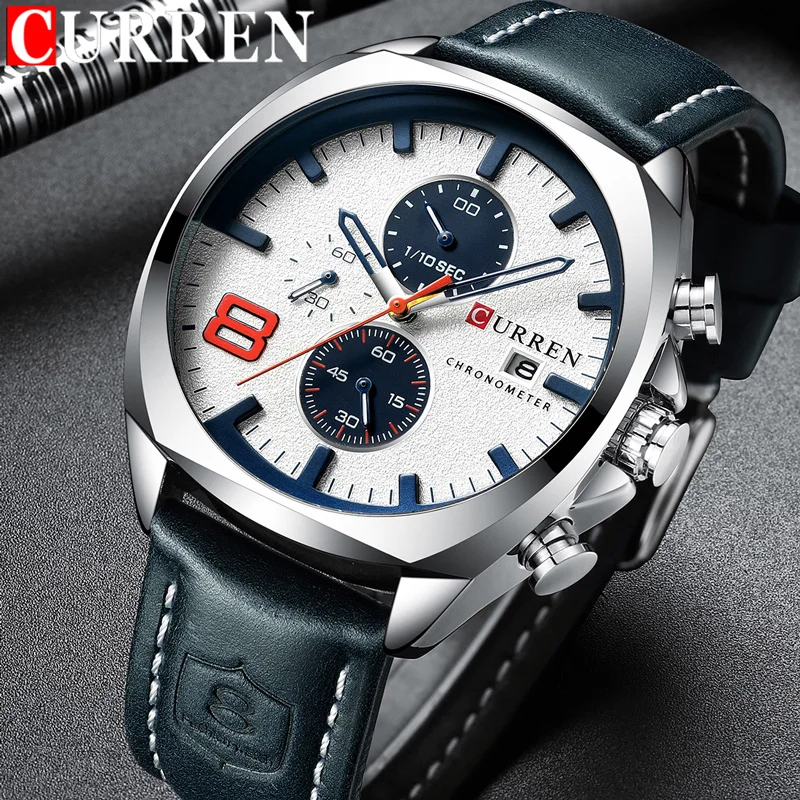 

Relogio Masculino CURREN Часы мужские водонепроницаемые Хронограф Спортивные Военные мужские часы Топ Бренд роскошные кожаные мужские наручные часы