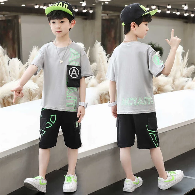 Summer Sports Outfits Kids Boys Clothes Children Short Sleeve Shirt Shorts  Sets