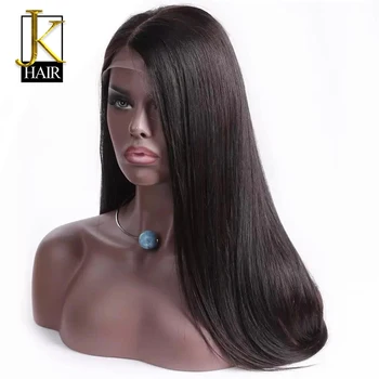 

Fake Scalp Natural Black Full Machine Made Long Straight No Lace Front Human Hair Wigs 130% Brazilian Remy JK Hair