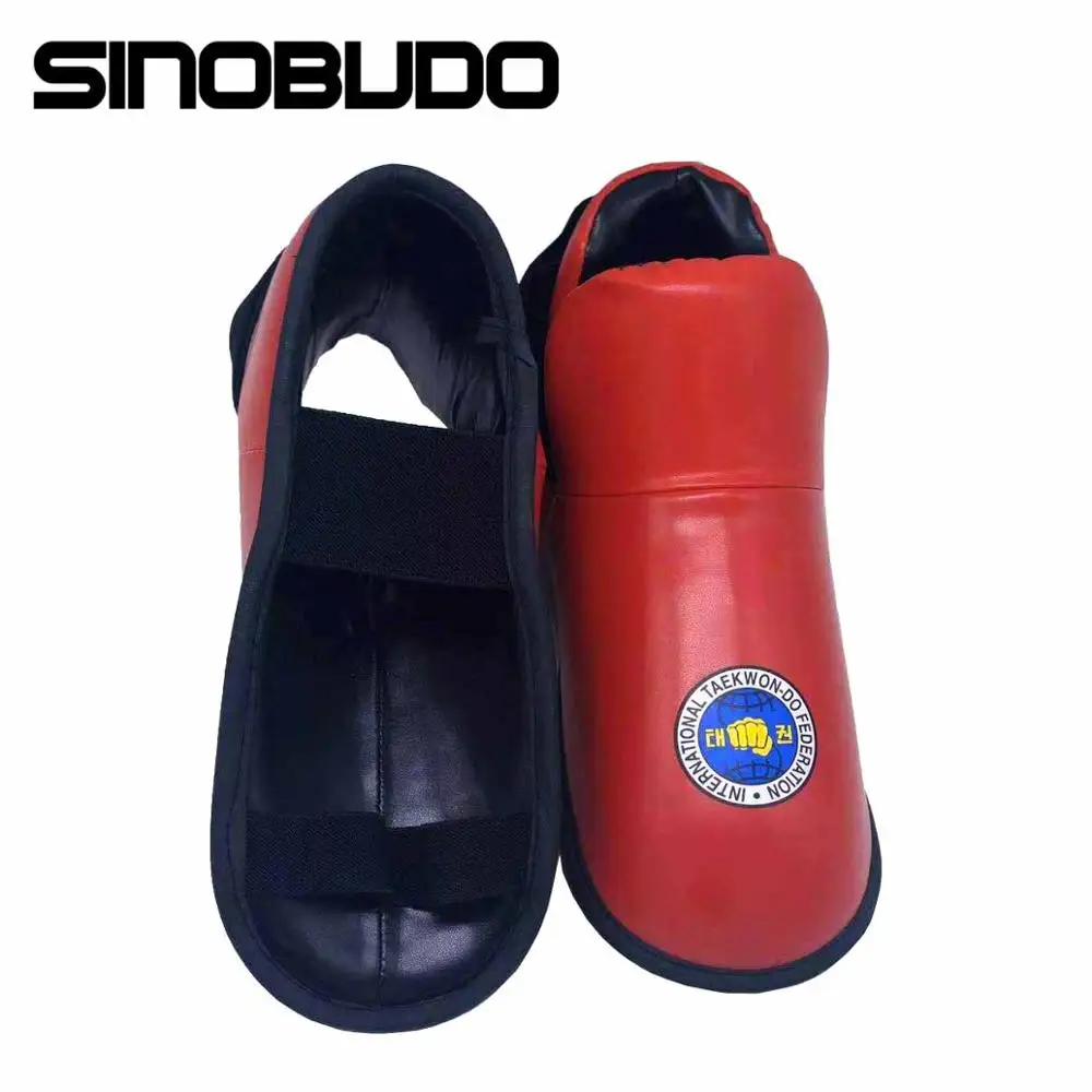 Koop Sinobodu Taekwondo Itf Handschoenen Voet Guard Set Protector Enkel Hoge Kwaliteit Pu Lederen Itf Protector Boot Boksen Voor Volwassen Kind
