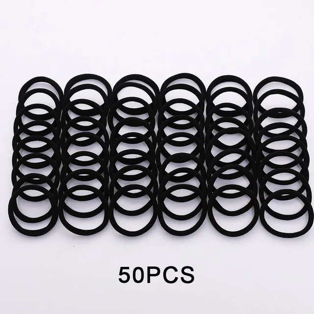 50PCS black 100 шт леди девушки 4,0 см Конфеты Красочные Нейлон эластичные резинки повязки на голову резинка для хвостов Scrunchie головная повязка, аксессуары для волос - Цвет: 50PCS black