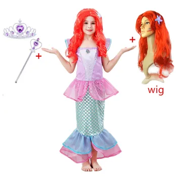 

Little Mermaid Dresses Halloween Ariel Cosplay Costumes Girls Christmas Dress Elegant Carnival Clothing Beautiful Princess Hair