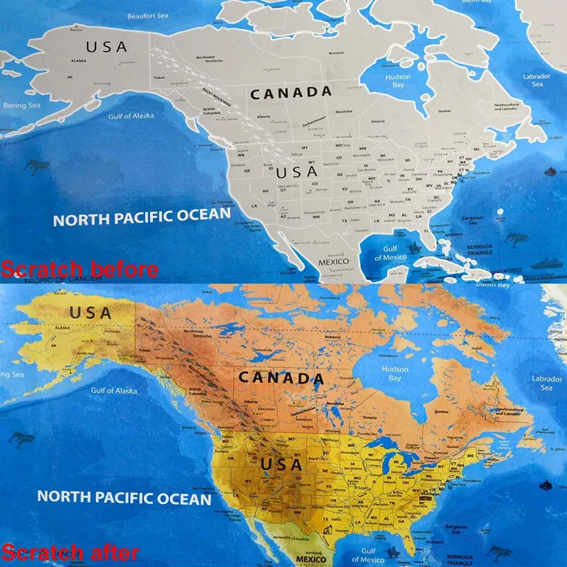 Флаг Карта океан море стиль Карта мира скретч стикер стены голубое золото национальная география путешествия от карты Прямая поставка