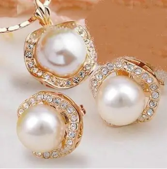 

Jewelry Free Shipping Women's lady Jewellery bridai South Sea Shell Pearl necklace earrings set