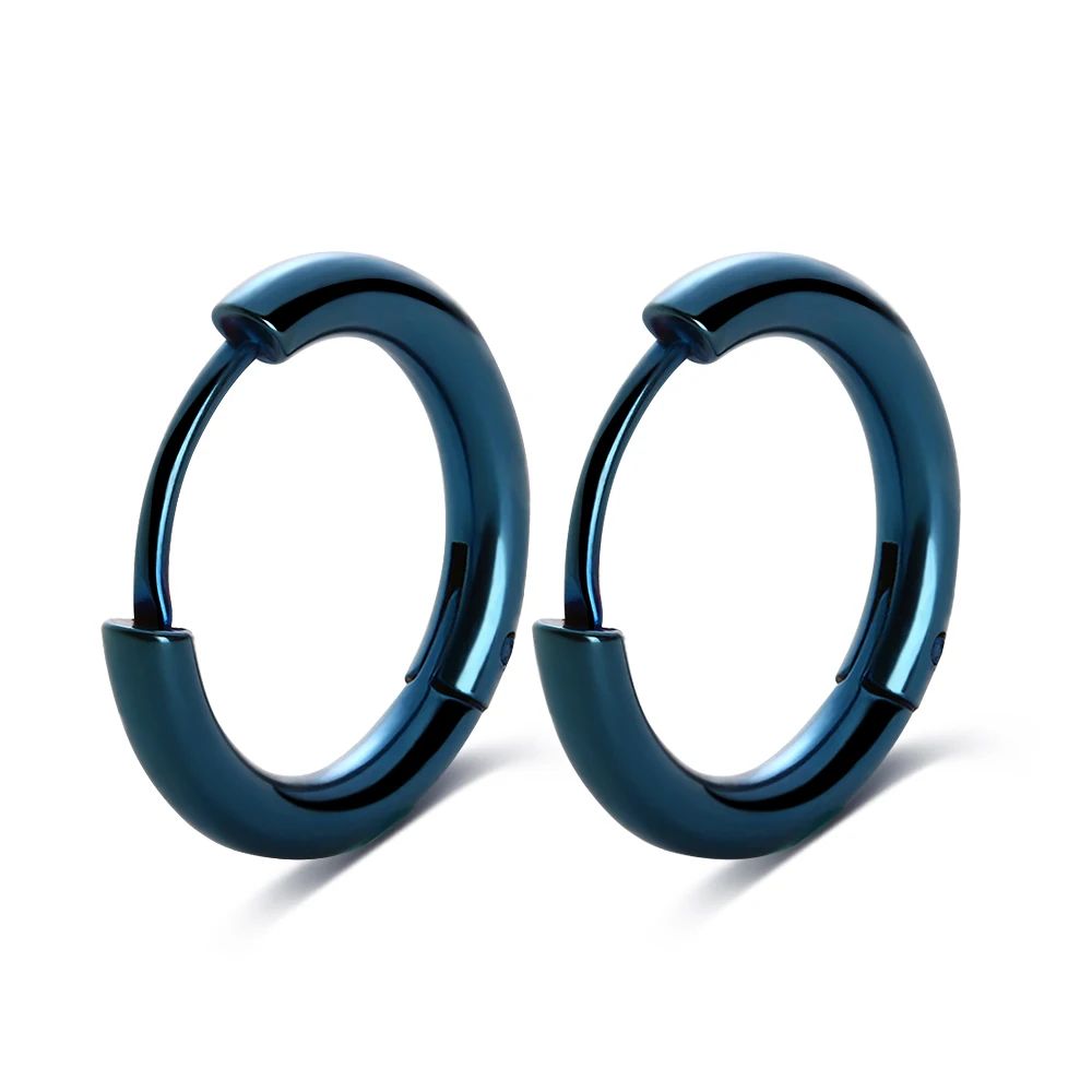 

1 Pair Fashion Punk Stainless Steel Unisex Ear Studs Round Hoop Non Piercing Earrings Earrings Gift For Boyfriend Lover Jewelry