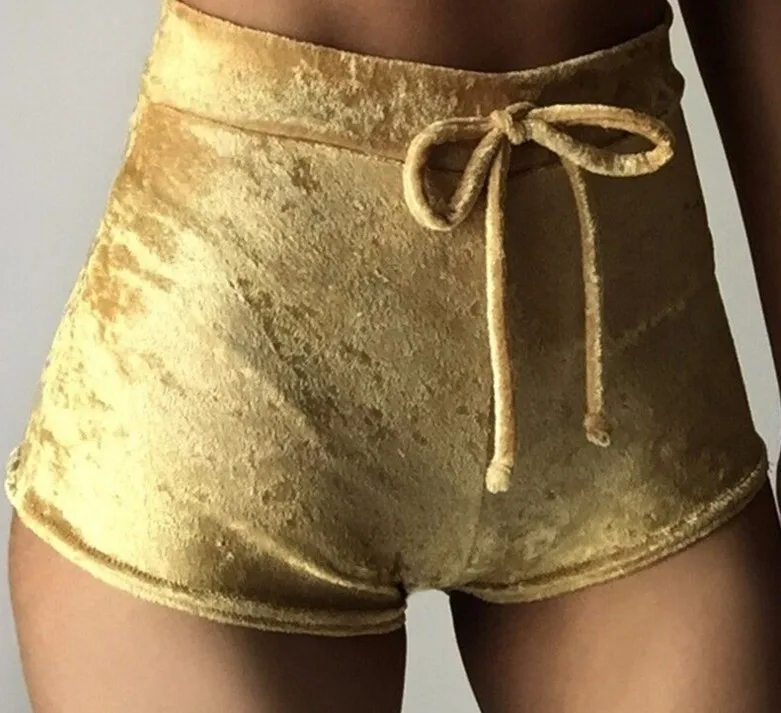 

AliExpress 2017 Summer New Style Flannel Elastic Lace-up Pleated Sports Shorts Women's 1724
