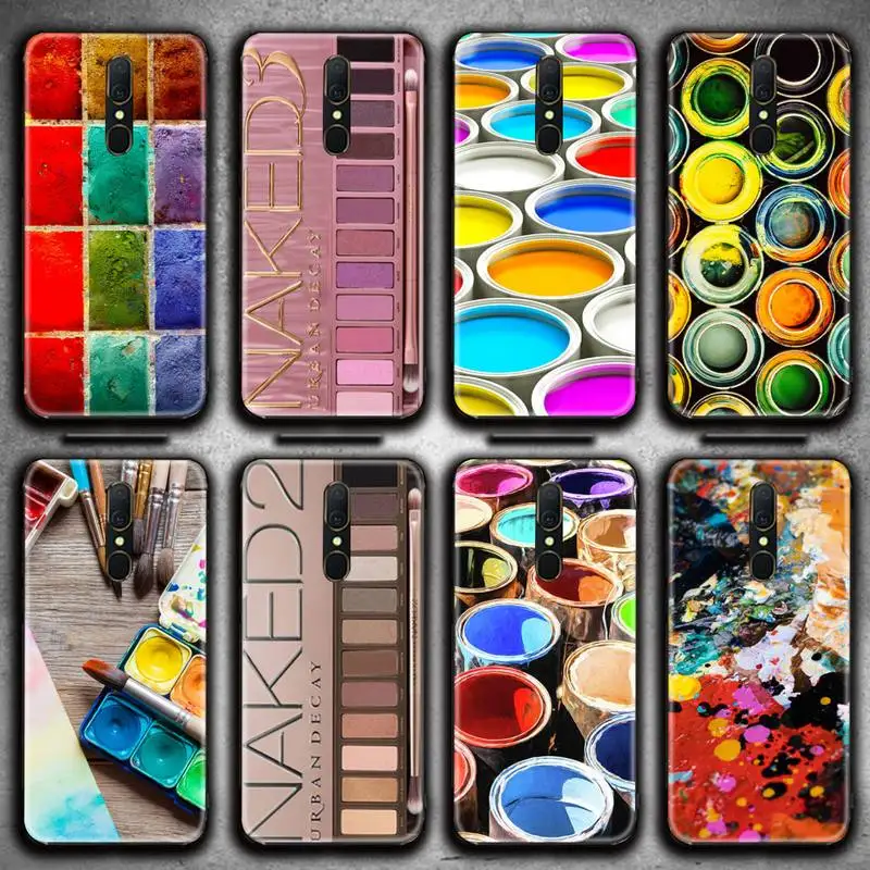 

Colorful Watercolors Set Paint cans Palette Makeup Phone Case For Oppo A5 A9 2020 Reno2 z Renoace 3pro A73S A71 F11