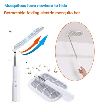 

USB Electric Mosquito Flying Swatter Bug Zapper Racket Insects Killer Foldable telescopic USB electric mosquito slap
