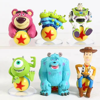 

Woody Buzz Lightyear Alien Lotso Sulley Mike Wazowski PVC Model Toy Doll Anime Figurine 6pcs/set