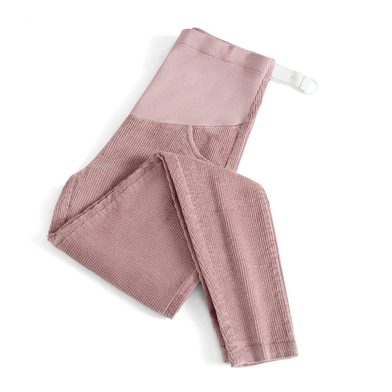 Plus Size XXL Maternity Pants For Pregnant Women Adjustable Pregnancy Comfort High Waisted Tummy Corduroy Pants Clothes